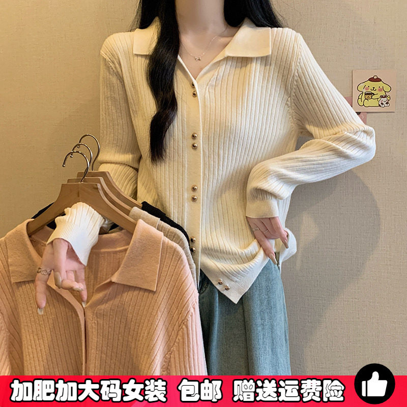 大码女装polo领针织衫上衣打底衫图片