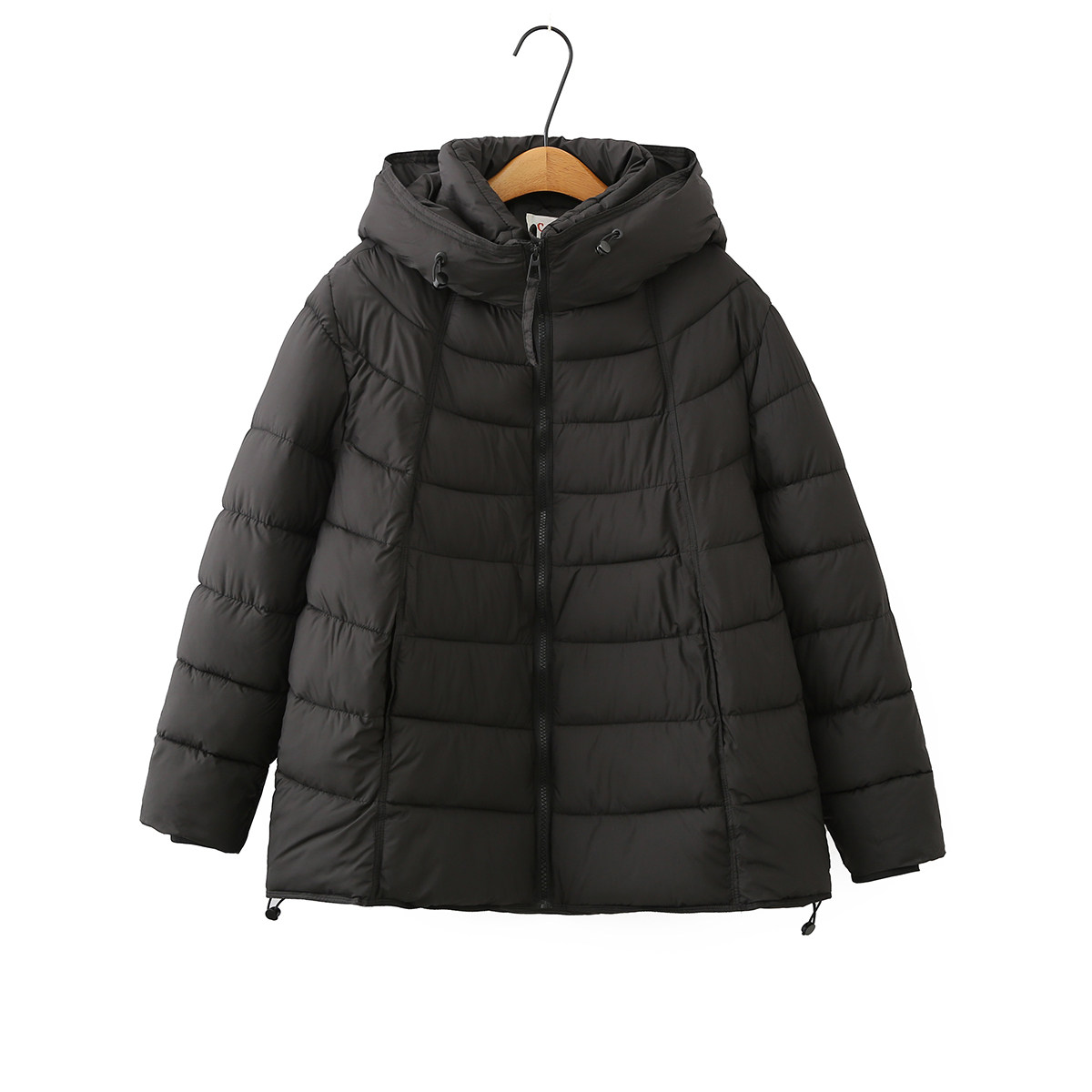 大码女冬装韩版黑色连帽加厚棉服