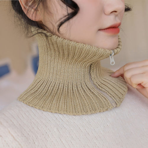 拉链洋气假领子2024秋冬新品纯色