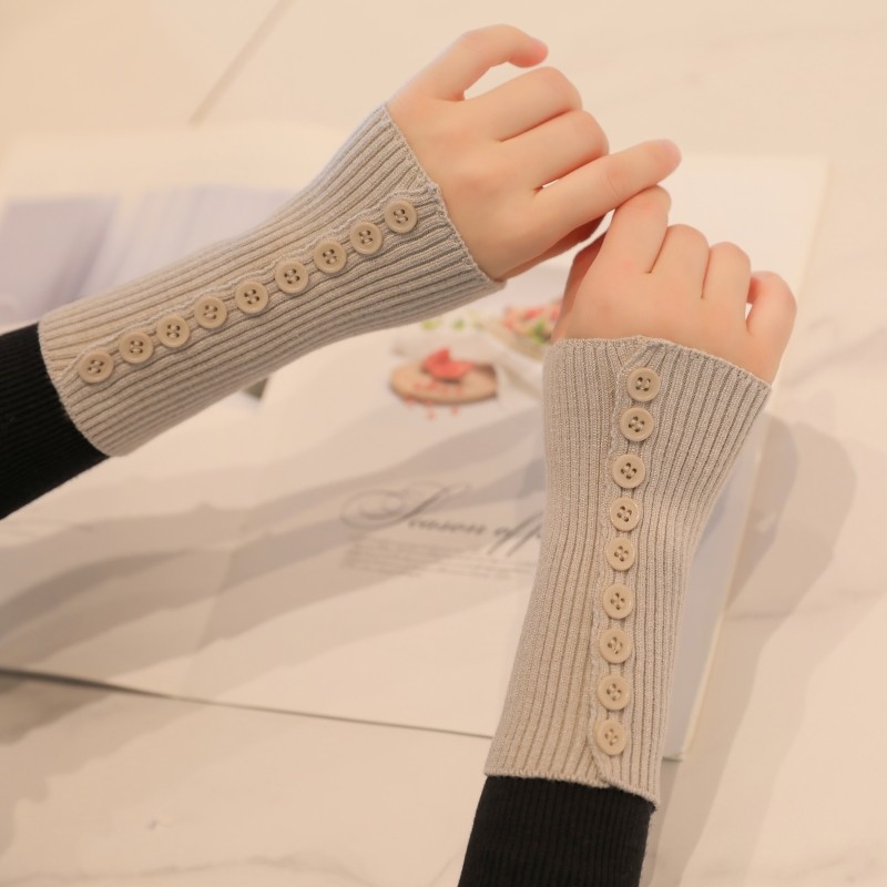 2025秋冬新款百搭侧排纽扣护腕保暖防风护手腕护肘假袖口关节防寒