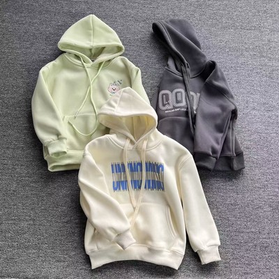 童装男女童加绒卫衣连帽秋冬