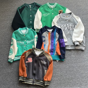 多款童装小中大男童春秋帅气拼色插肩袖棒球服外套休闲百搭上衣