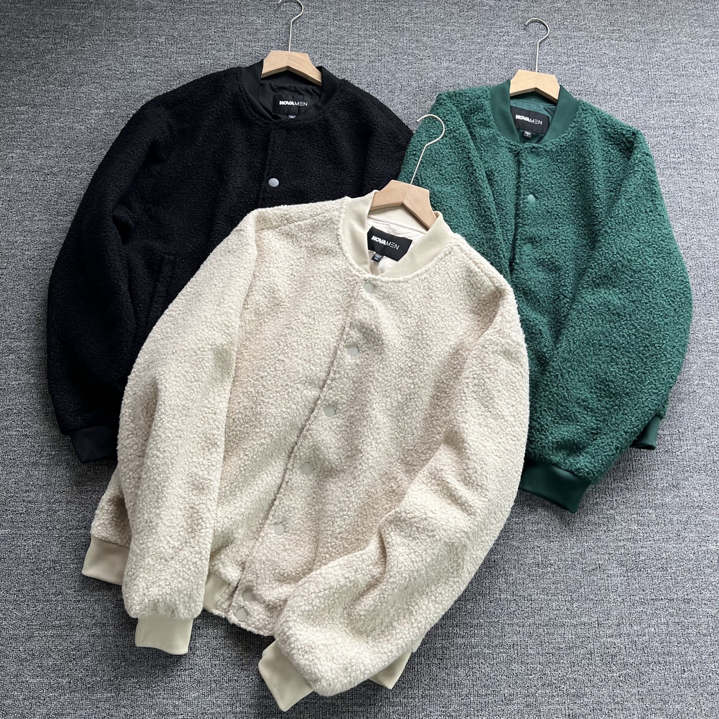 大码男士羊羔绒纯色飞行员夹克