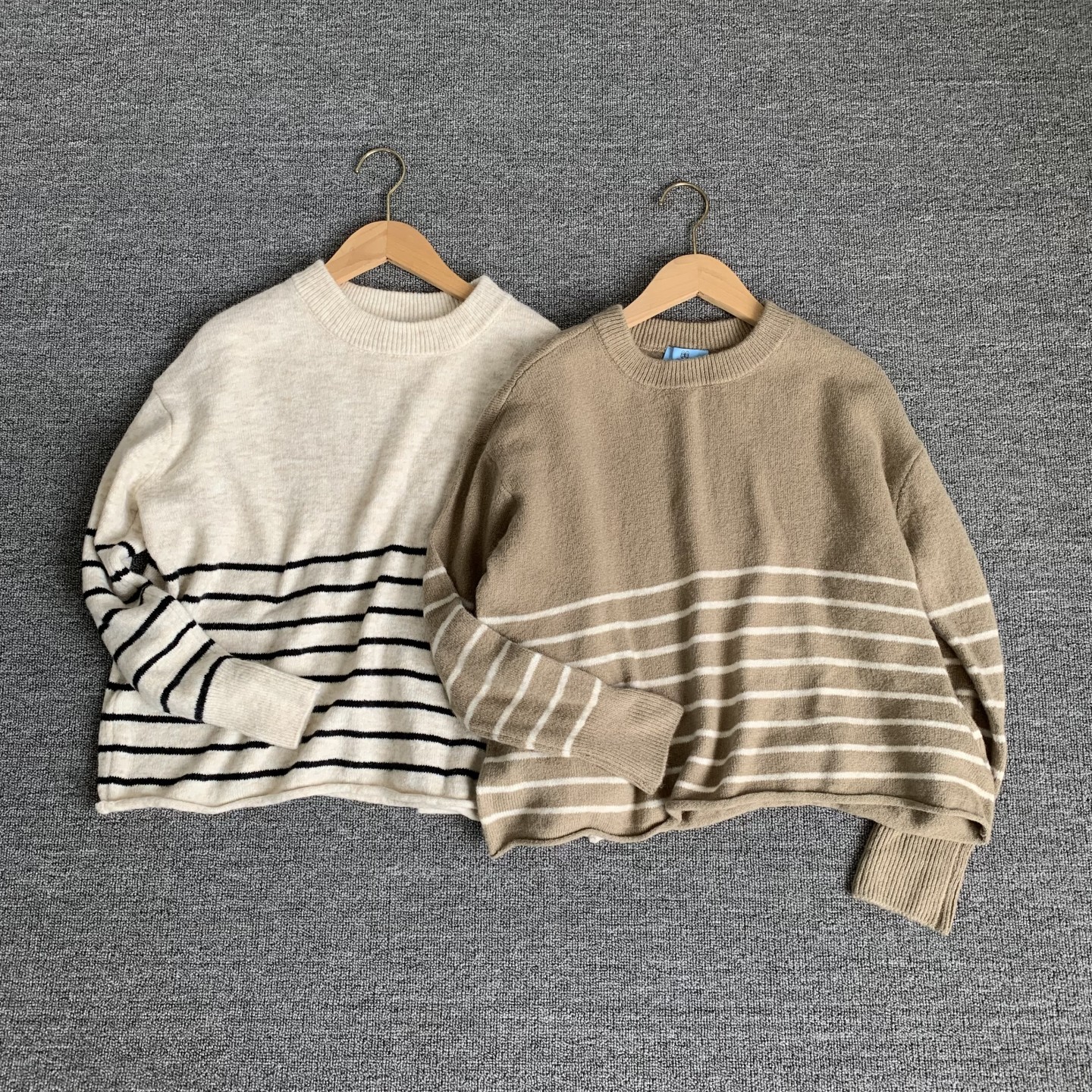 外贸女装复古条纹毛衣