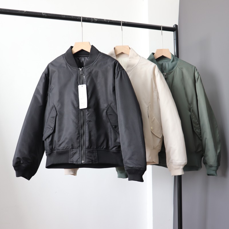 日单女装夹棉茄克棒球服冬季新款工装飞行服休闲百搭男女款外套