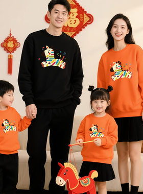 可爱小斑马拜年服马年加绒卫衣