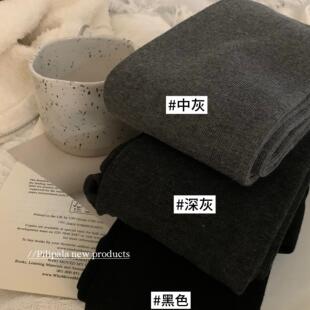 “竖纹理常规款”秋冬季灰色系打底连体裤袜子女百搭纯色外穿瘦腿