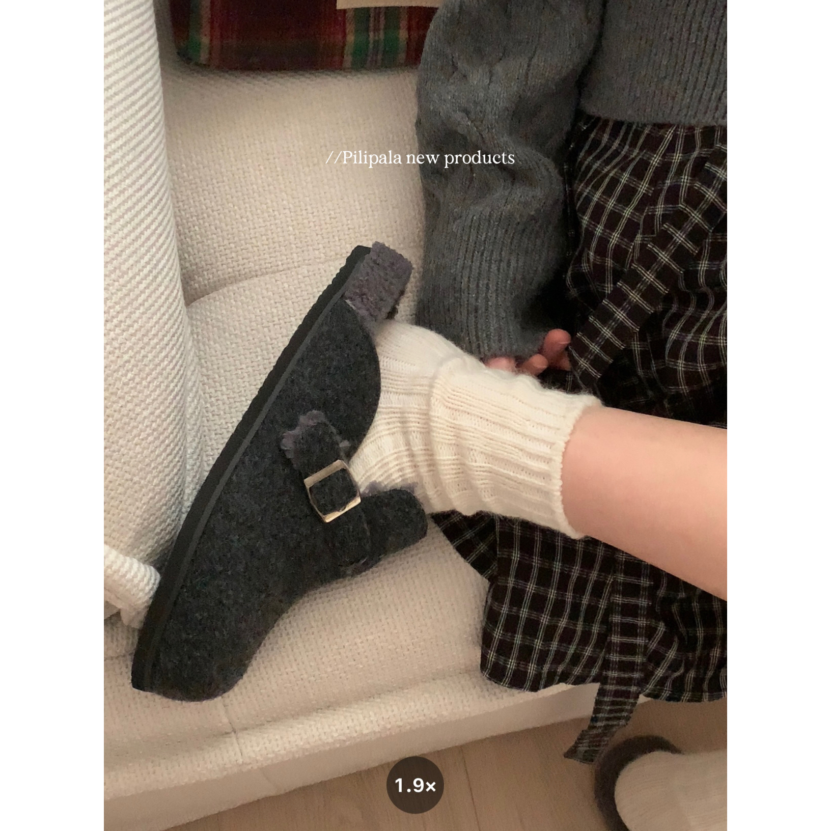 “纯欲软糯灰”秋冬季奶白粗针织兔羊毛加厚保暖中筒堆堆袜子女生