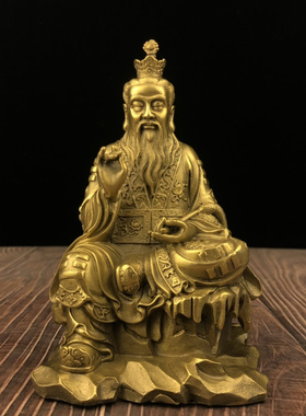 黄铜中式铜太上老君坐像摆件桌面