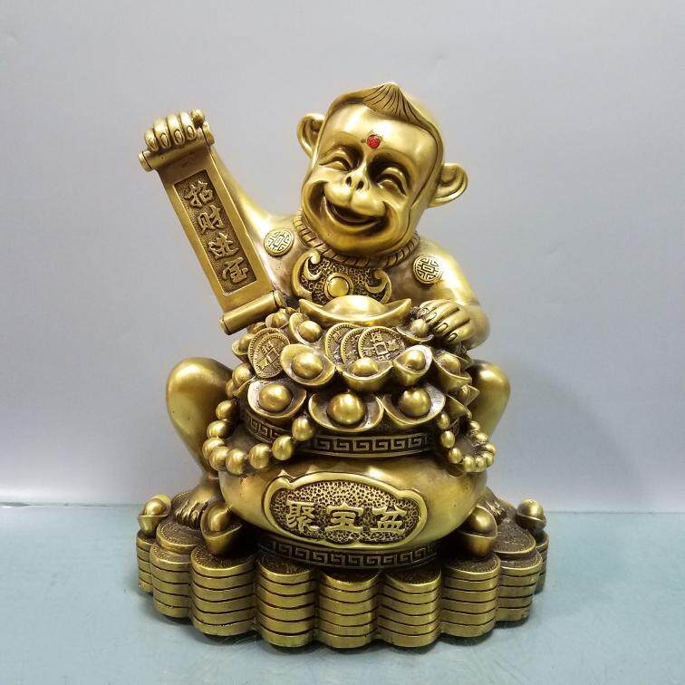 铜猴子摆件大号招财进宝聚宝盆元宝猴金钱吉祥物生肖工艺品家居