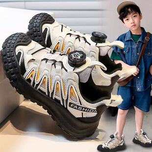 男童鞋子春秋2026新款软底儿童网面透气跑步老爹鞋男孩运动鞋轻便