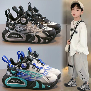 男童鞋子篮球鞋2026春秋新款皮面防水儿童跑步运动鞋学生专用球鞋