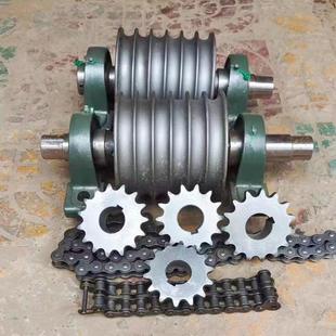 清粪刮粪机主机配件六槽八槽轮主副轴单双链条1415齿轮全自动全套