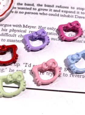 合金kitty头镂空通孔手机链DIY配件手工包包挂件钥匙扣配饰隔珠