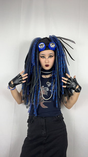 暗码牌-亚文化定制双马尾蓝血赛博哥特Cyberlox fall漫展舞蹈头饰