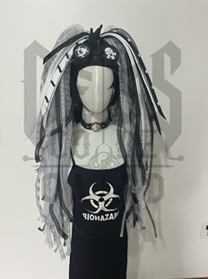 暗码牌-亚文化定制白色工业单双马尾赛博哥特Cyberlox fall头饰