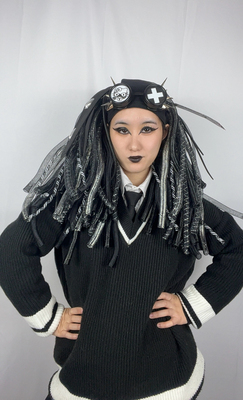 暗码牌爆款黑色系赛博哥特头饰