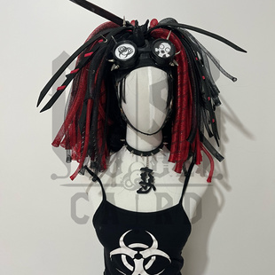 暗码牌-亚文化定制赛博死侍双马尾赛博哥特Cyberlox fall头饰