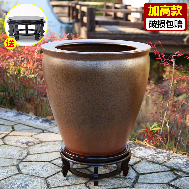 加高陶瓷鱼缸荷花盆睡莲水培碗莲缸景德镇书画卷收纳缸客厅插花盆