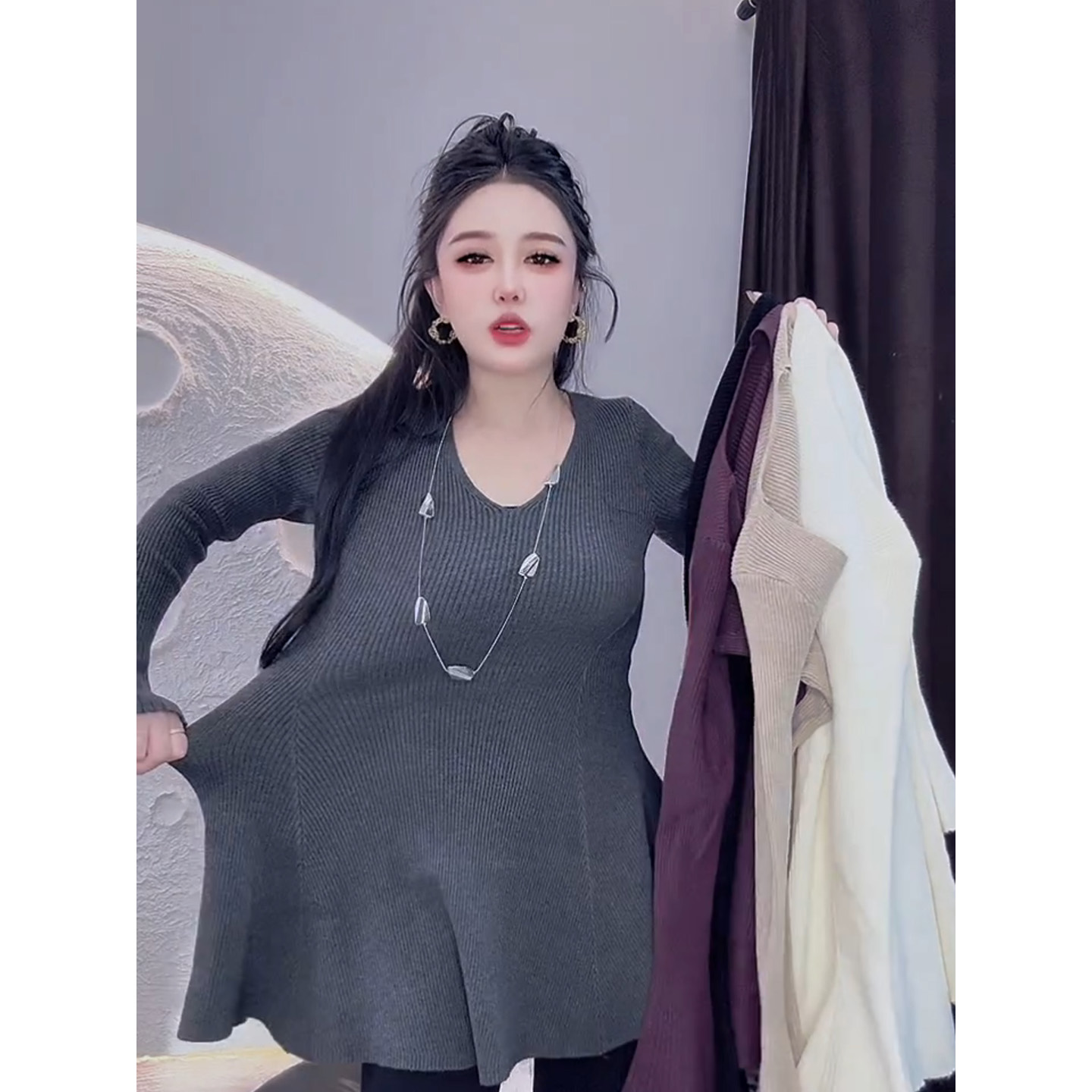 韩版时尚百搭显瘦针织连衣裙