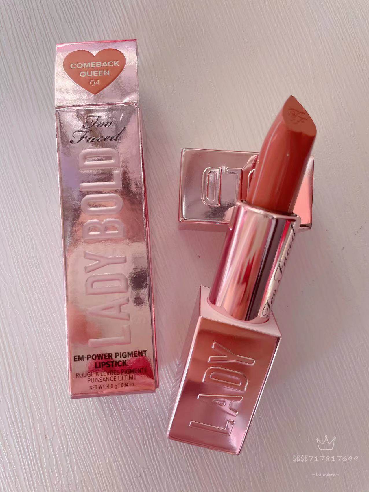 too faced心心告白唇膏口红 复古正红保湿滋润持久显色不掉色4.5g