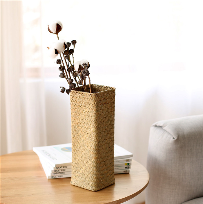 草编藤编编织干花花瓶客厅花束满天星花篮花器摆件小花盆