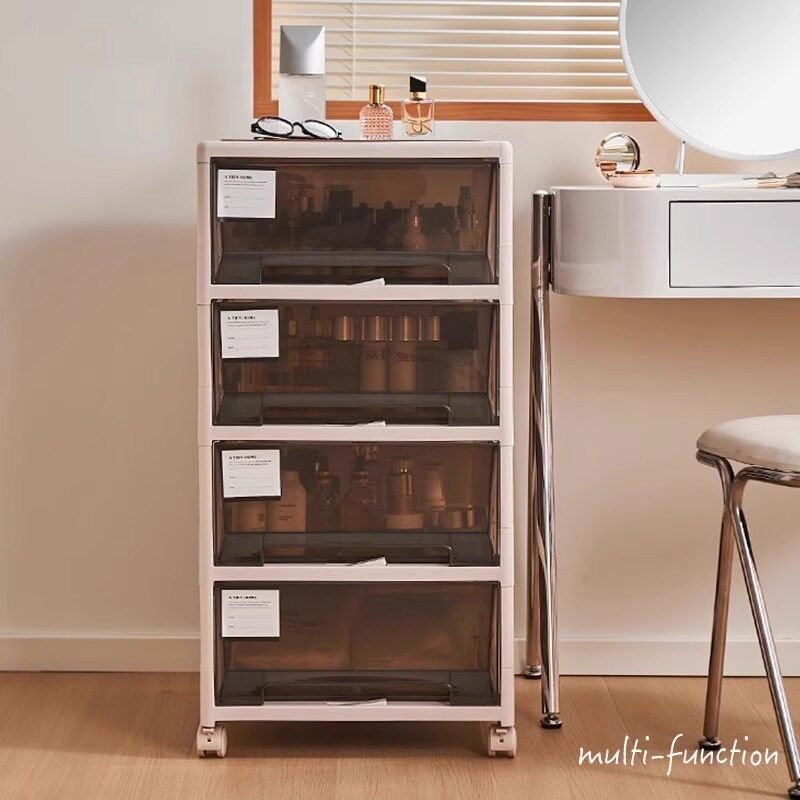 化妆品收纳柜桌下置物架梳妆台高级感抽屉式护肤落地盒箱推车一体