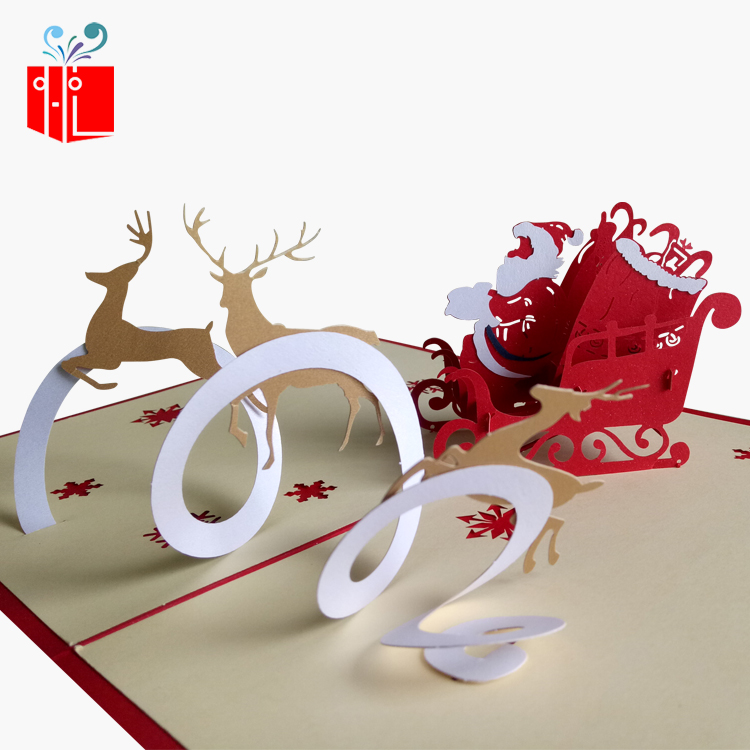 圣诞节贺卡大飞舞鹿车韩国创意对折礼物卡表白神器送男友送女友