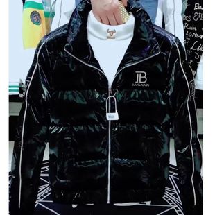 男款外套2024新款棉服冬装痞帅亮面保暖短款棉袄潮流修身棉衣男潮