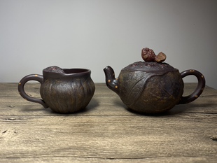 宜兴正品紫砂壶 原矿手工荷叶莲心壶250毫升 高难度超值款 主人杯