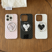 韩国ins少女心简约波点苹果17适用手机壳iphone16promax新款 可爱kt猫咪爱心磁吸支架15p双层14全包保护套软壳