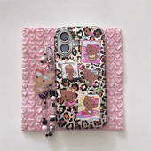 ins风甜酷辣妹豹纹比基尼黑皮kt猫可爱15苹果适用手机壳iphone16promax新款 17p双层14链条全包防摔保护套软壳