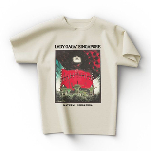 LadyGaga大阪演唱会东京大巨蛋周边同款印花纯棉短袖T恤