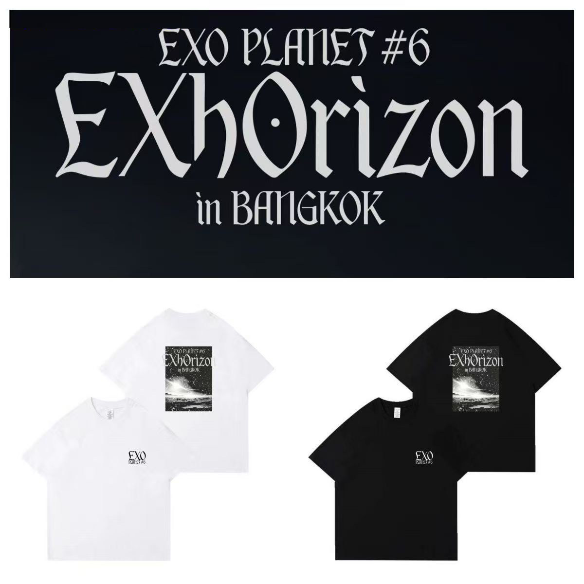 EXO PLANET # 6 EXhOrizon泰国曼谷周边同款印花纯棉外穿短袖T恤 - 实物图
