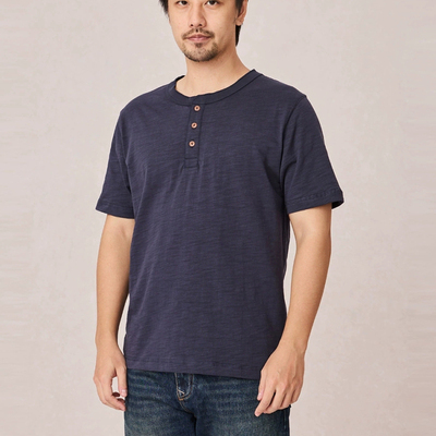 阿美咔叽欧美男士亨利衫2025夏季青年休闲纯棉短袖t-shirtT恤打底