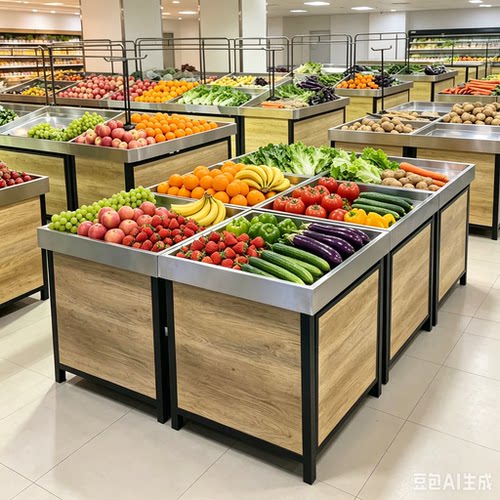 超市水果蔬菜架生鲜店不锈钢货架