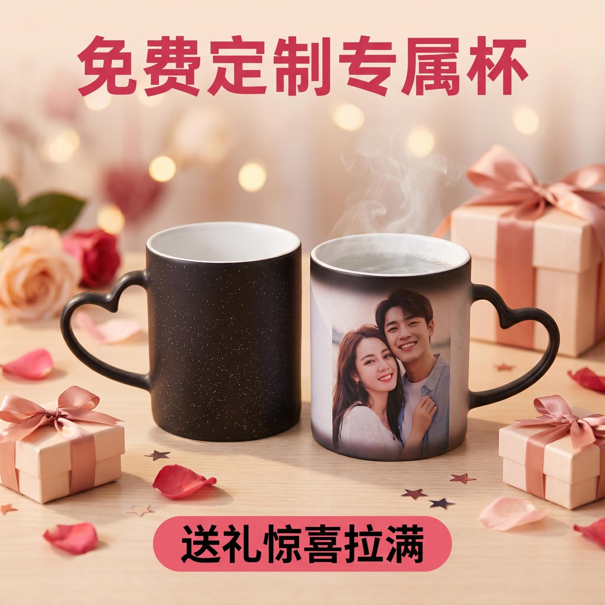 来图定制照片加温变色马克杯