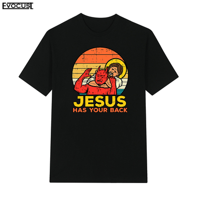 Jesus Has Your Back保佑你卡通动漫复古怀旧短袖T恤男女