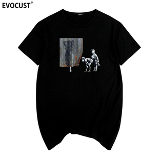 班克西Banksy搞笑恶搞洗澡小男孩美女街头涂鸦男女短袖T恤