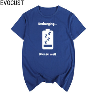 Recharging Please Wait Battery Life 充电 请稍后 男女短袖T恤