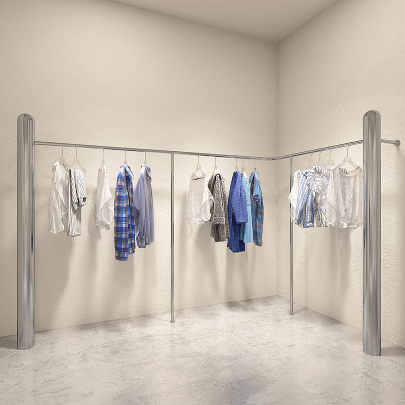 服装店展示架不锈钢上墙挂衣杆女装店时尚简约落地式货架陈列道具