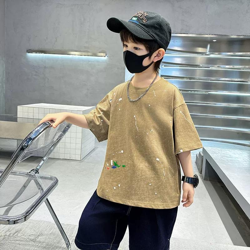夏装新款潮牌男童纯棉短袖t恤男