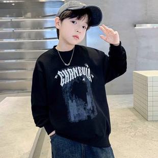 男童秋冬装加绒加厚保暖长袖卫衣男中大童时尚百搭休闲打底上衣男