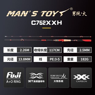 科尼雷强竿 男玩火中雷竿2.26米XXH调打黑专用路亚竿重草区黑鱼竿