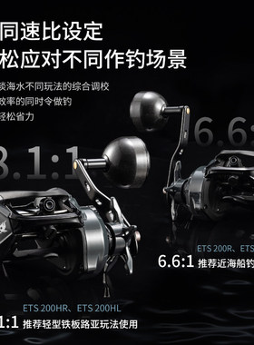 ECOODA伊酷达横刺ETS200近海船钓路亚水滴轮慢摇快抽铁板轮雷强轮