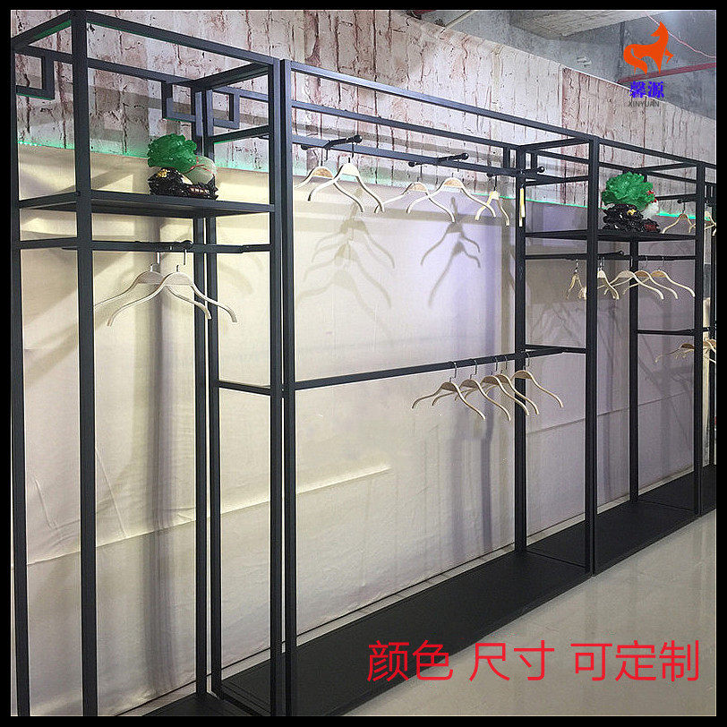 男装货架服装店展示架中岛陈列架正侧挂双层高柜货架子落地式定制