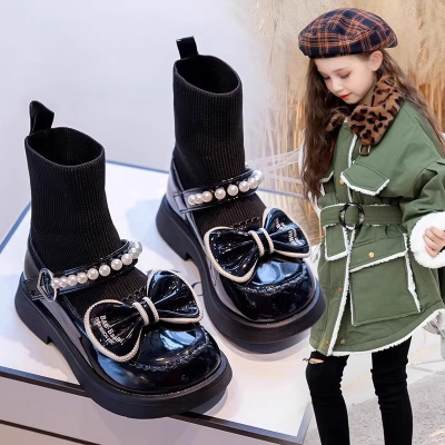 真皮女童鞋公主马丁靴