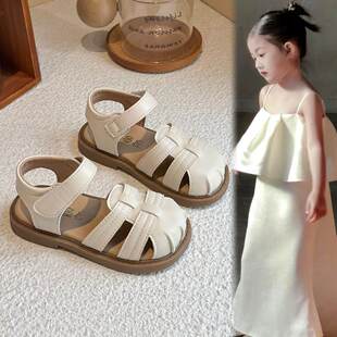 真皮儿童包头凉鞋夏季新款2026女童鞋宝宝鞋子公主鞋软底沙滩鞋子