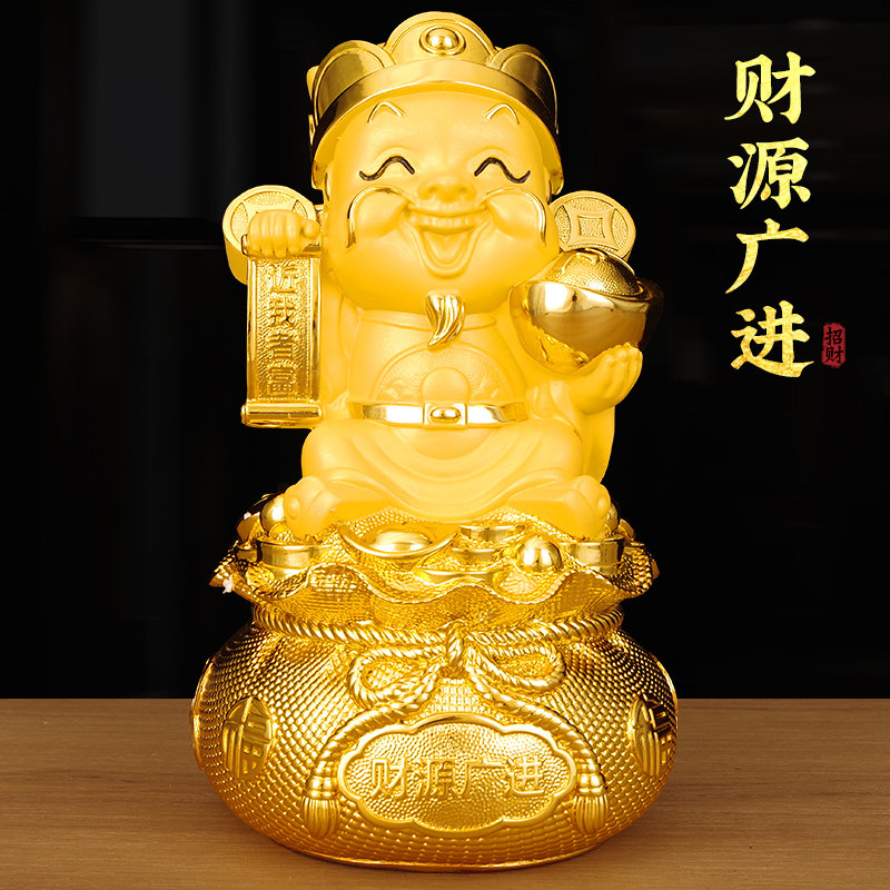 招财进宝财神爷存钱罐摆件金色家用店铺装饰招财吉祥摆设生日礼品