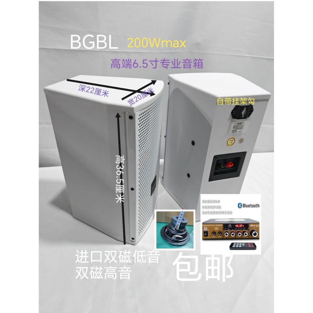 全新高端6.5寸专业音箱白色家用书架清吧小型专业音箱200瓦小音箱